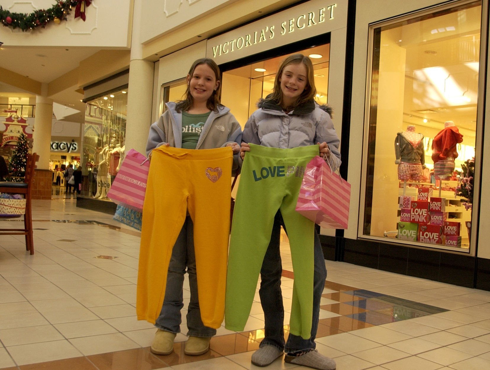 Track suits with lettering on the back